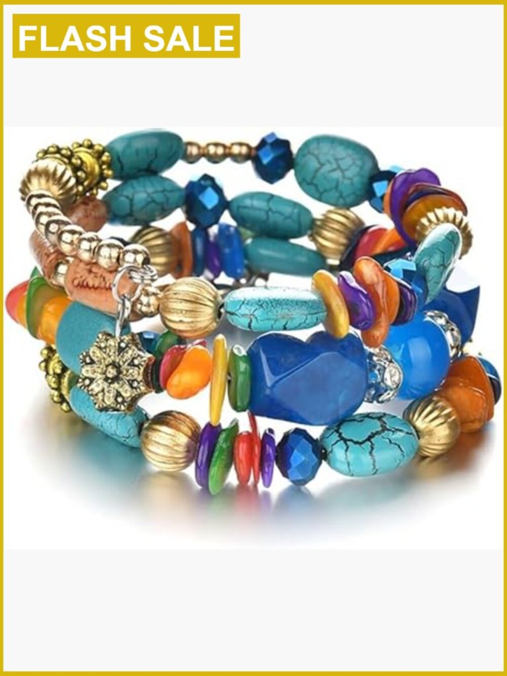 Multilayer Agate Beads Charm Bracelet for Women Vintage Boho Yoga Bangle
